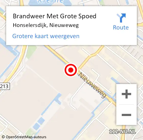 Locatie op kaart van de 112 melding: Brandweer Met Grote Spoed Naar Honselersdijk, Nieuweweg op 16 juli 2021 13:39