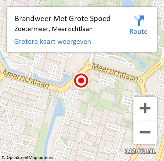 Locatie op kaart van de 112 melding: Brandweer Met Grote Spoed Naar Zoetermeer, Meerzichtlaan op 16 juli 2021 13:53