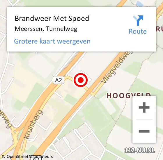 Locatie op kaart van de 112 melding: Brandweer Met Spoed Naar Meerssen, Tunnelweg op 16 juli 2021 14:05