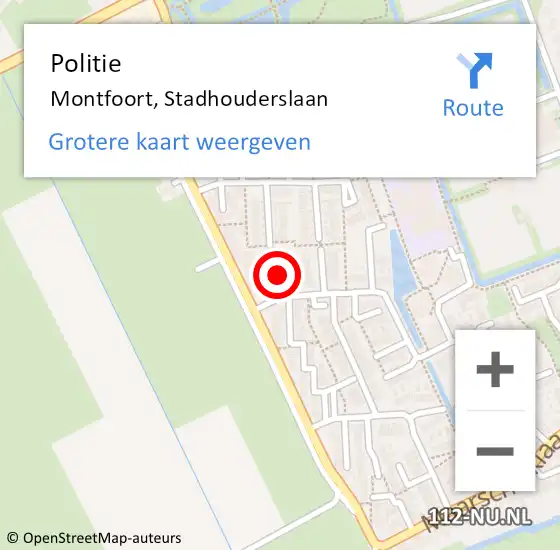 Locatie op kaart van de 112 melding: Politie Montfoort, Stadhouderslaan op 16 juli 2021 14:07