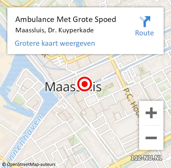 Locatie op kaart van de 112 melding: Ambulance Met Grote Spoed Naar Maassluis, Dr. Kuyperkade op 16 juli 2021 14:12