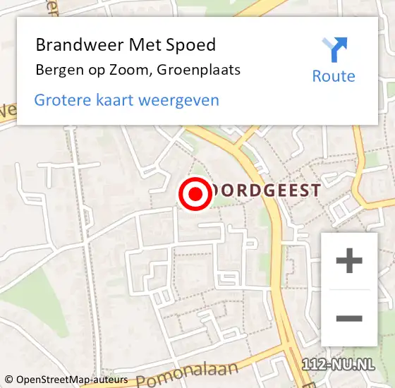 Locatie op kaart van de 112 melding: Brandweer Met Spoed Naar Bergen op Zoom, Groenplaats op 16 juli 2021 14:12