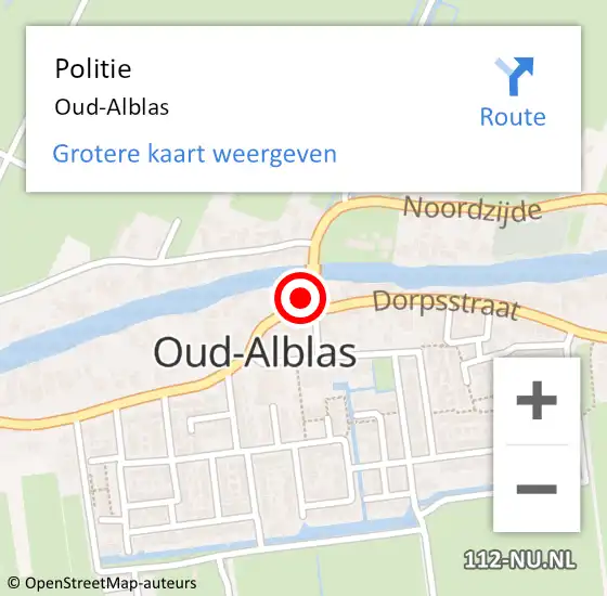 Locatie op kaart van de 112 melding: Politie Oud-Alblas op 16 juli 2021 14:14