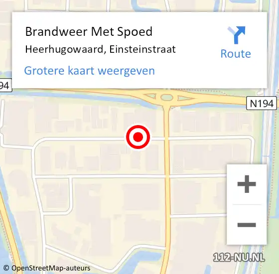 Locatie op kaart van de 112 melding: Brandweer Met Spoed Naar Heerhugowaard, Einsteinstraat op 16 juli 2021 14:30