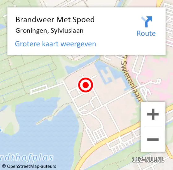 Locatie op kaart van de 112 melding: Brandweer Met Spoed Naar Groningen, Sylviuslaan op 16 juli 2021 14:37