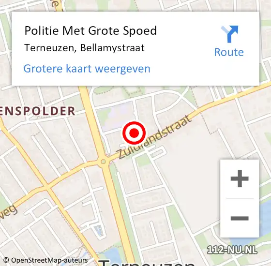 Locatie op kaart van de 112 melding: Politie Met Grote Spoed Naar Terneuzen, Bellamystraat op 16 juli 2021 14:38