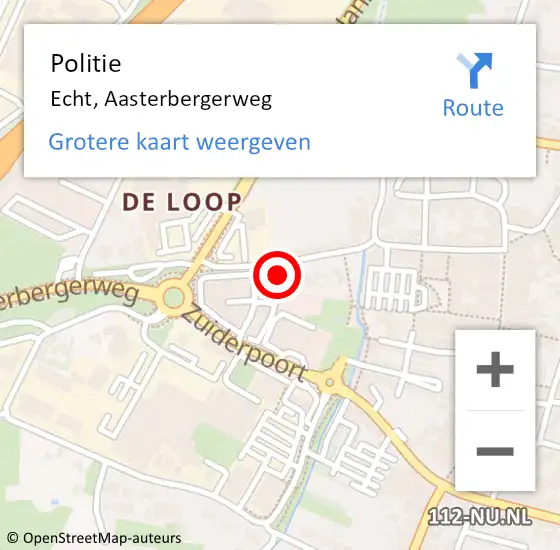 Locatie op kaart van de 112 melding: Politie Echt, Aasterbergerweg op 16 juli 2021 15:03