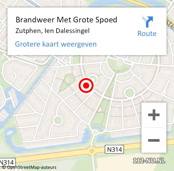 Locatie op kaart van de 112 melding: Brandweer Met Grote Spoed Naar Zutphen, Ien Dalessingel op 16 juli 2021 15:37