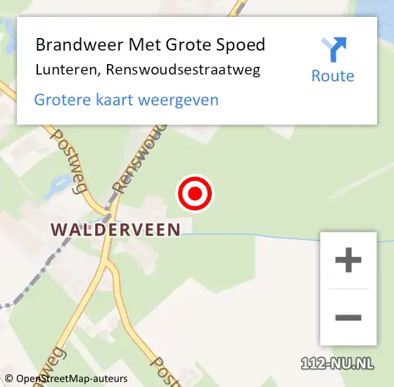 Locatie op kaart van de 112 melding: Brandweer Met Grote Spoed Naar Lunteren, Renswoudsestraatweg op 16 juli 2021 15:57