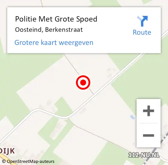 Locatie op kaart van de 112 melding: Politie Met Grote Spoed Naar Oosteind, Berkenstraat op 16 juli 2021 16:05