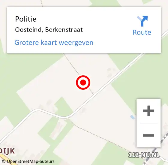 Locatie op kaart van de 112 melding: Politie Oosteind, Berkenstraat op 16 juli 2021 16:05