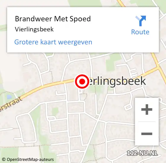 Locatie op kaart van de 112 melding: Brandweer Met Spoed Naar Vierlingsbeek op 16 juli 2021 16:05