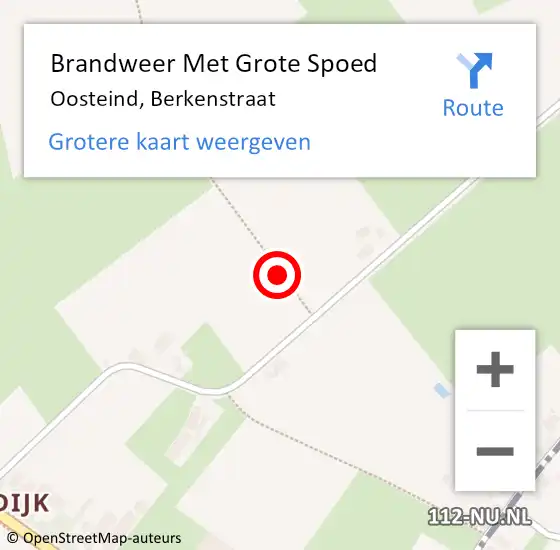 Locatie op kaart van de 112 melding: Brandweer Met Grote Spoed Naar Oosteind, Berkenstraat op 16 juli 2021 16:11