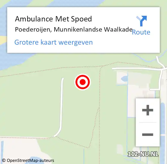 Locatie op kaart van de 112 melding: Ambulance Met Spoed Naar Poederoijen, Munnikenlandse Waalkade op 16 juli 2021 16:17