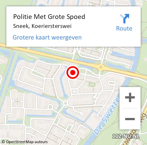 Locatie op kaart van de 112 melding: Politie Met Grote Spoed Naar Sneek, Koeriersterswei op 16 juli 2021 16:35