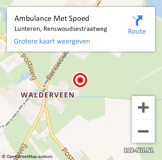 Locatie op kaart van de 112 melding: Ambulance Met Spoed Naar Lunteren, Renswoudsestraatweg op 16 juli 2021 16:35