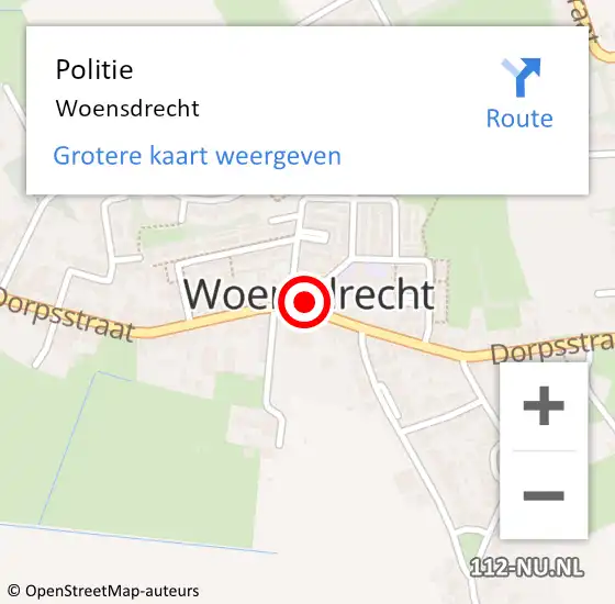 Locatie op kaart van de 112 melding: Politie Woensdrecht op 16 juli 2021 16:37