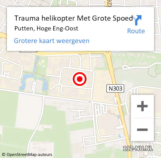 Locatie op kaart van de 112 melding: Trauma helikopter Met Grote Spoed Naar Putten, Hoge Eng-Oost op 16 juli 2021 17:01