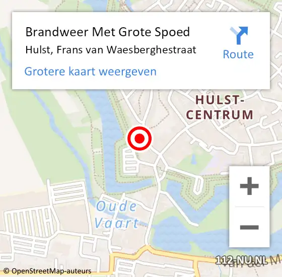 Locatie op kaart van de 112 melding: Brandweer Met Grote Spoed Naar Hulst, Frans van Waesberghestraat op 16 juli 2021 17:10