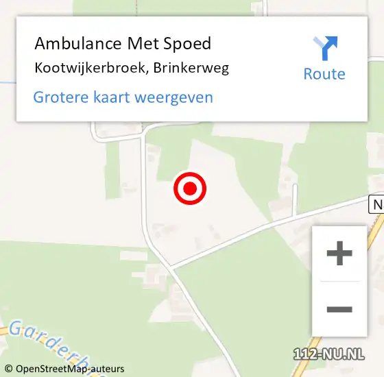 Locatie op kaart van de 112 melding: Ambulance Met Spoed Naar Kootwijkerbroek, Brinkerweg op 16 juli 2021 17:24