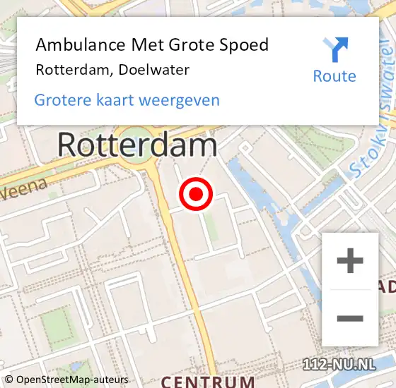 Locatie op kaart van de 112 melding: Ambulance Met Grote Spoed Naar Rotterdam, Doelwater op 16 juli 2021 17:25