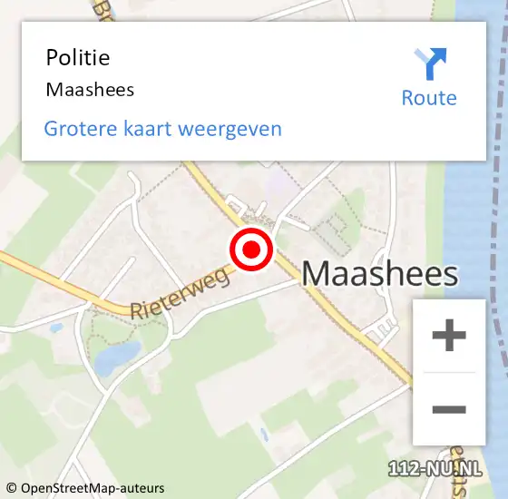 Locatie op kaart van de 112 melding: Politie Maashees op 16 juli 2021 17:35