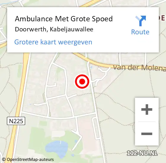 Locatie op kaart van de 112 melding: Ambulance Met Grote Spoed Naar Doorwerth, Kabeljauwallee op 16 juli 2021 17:37