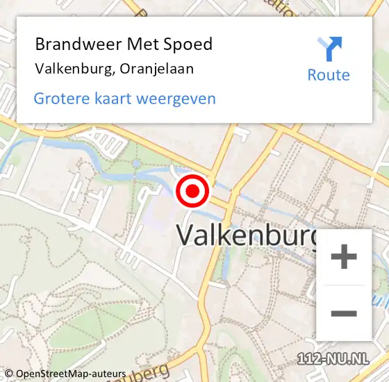 Locatie op kaart van de 112 melding: Brandweer Met Spoed Naar Valkenburg, Oranjelaan op 16 juli 2021 17:41