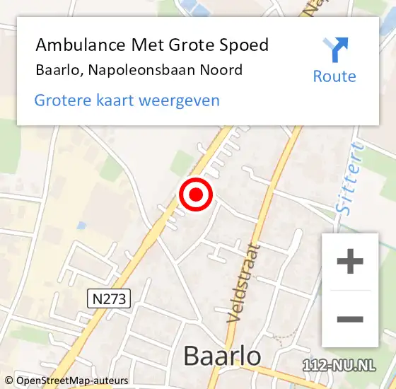 Locatie op kaart van de 112 melding: Ambulance Met Grote Spoed Naar Baarlo, Napoleonsbaan Noord op 16 juni 2014 17:57