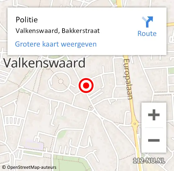 Locatie op kaart van de 112 melding: Politie Valkenswaard, Bakkerstraat op 16 juli 2021 18:14