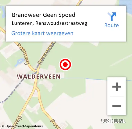 Locatie op kaart van de 112 melding: Brandweer Geen Spoed Naar Lunteren, Renswoudsestraatweg op 16 juli 2021 18:17