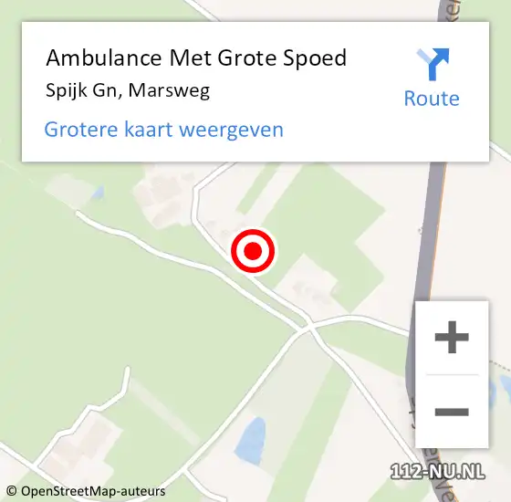 Locatie op kaart van de 112 melding: Ambulance Met Grote Spoed Naar Spijk Gn, Marsweg op 16 juli 2021 18:21