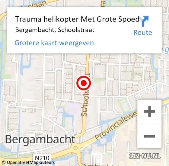 Locatie op kaart van de 112 melding: Trauma helikopter Met Grote Spoed Naar Bergambacht, Schoolstraat op 16 juli 2021 18:35
