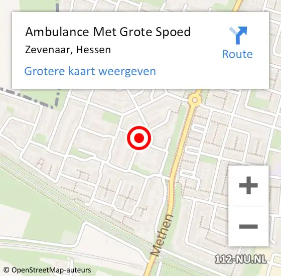 Locatie op kaart van de 112 melding: Ambulance Met Grote Spoed Naar Zevenaar, Hessen op 16 juli 2021 18:44