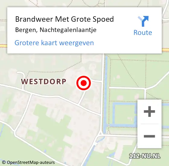 Locatie op kaart van de 112 melding: Brandweer Met Grote Spoed Naar Bergen, Nachtegalenlaantje op 16 juli 2021 18:49