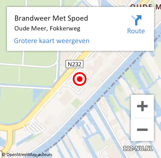 Locatie op kaart van de 112 melding: Brandweer Met Spoed Naar Oude Meer, Fokkerweg op 16 juli 2021 18:57