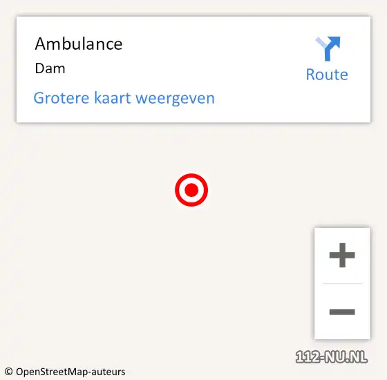 Locatie op kaart van de 112 melding: Ambulance Dam op 16 juni 2014 18:01