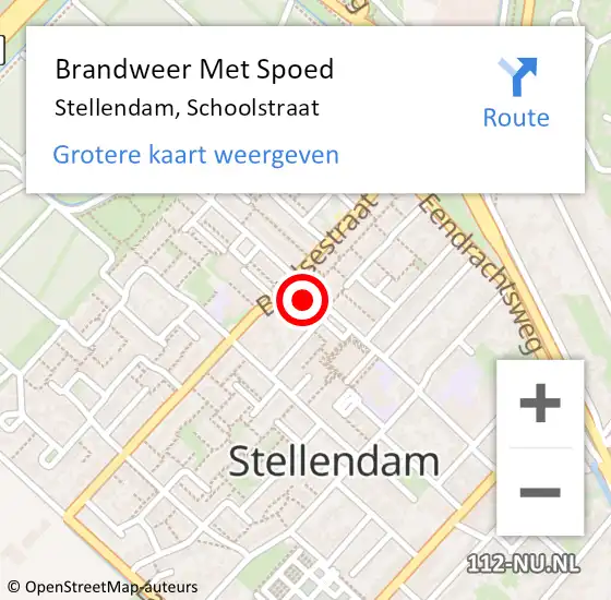 Locatie op kaart van de 112 melding: Brandweer Met Spoed Naar Stellendam, Schoolstraat op 16 juli 2021 19:14