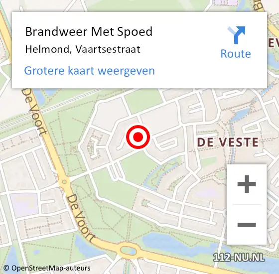 Locatie op kaart van de 112 melding: Brandweer Met Spoed Naar Helmond, Vaartsestraat op 16 juli 2021 19:20