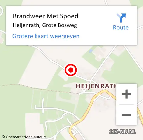 Locatie op kaart van de 112 melding: Brandweer Met Spoed Naar Heijenrath, Grote Bosweg op 16 juli 2021 19:28