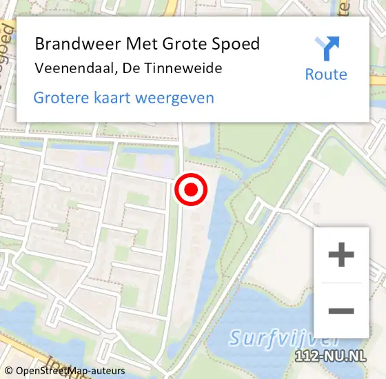 Locatie op kaart van de 112 melding: Brandweer Met Grote Spoed Naar Veenendaal, De Tinneweide op 16 juli 2021 20:05