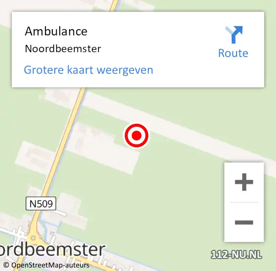 Locatie op kaart van de 112 melding: Ambulance Noordbeemster op 16 juli 2021 21:24