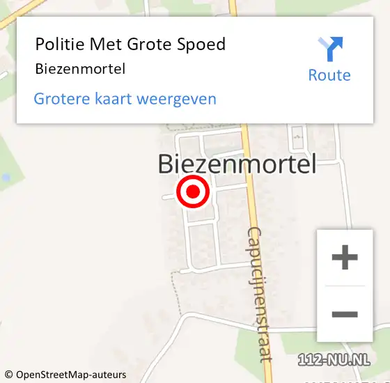 Locatie op kaart van de 112 melding: Politie Met Grote Spoed Naar Biezenmortel op 16 juli 2021 21:34