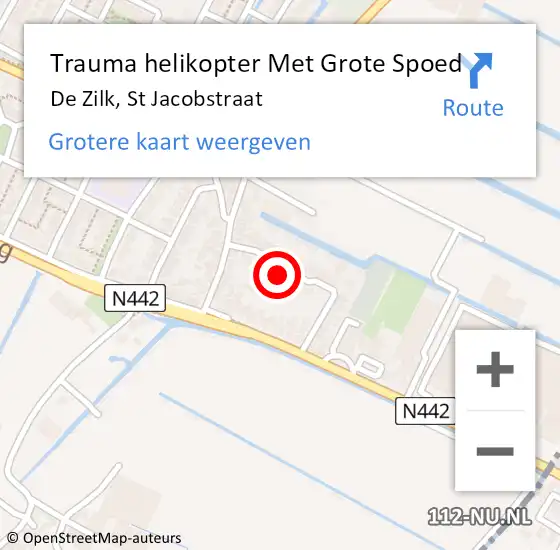Locatie op kaart van de 112 melding: Trauma helikopter Met Grote Spoed Naar De Zilk, St Jacobstraat op 16 juli 2021 21:35