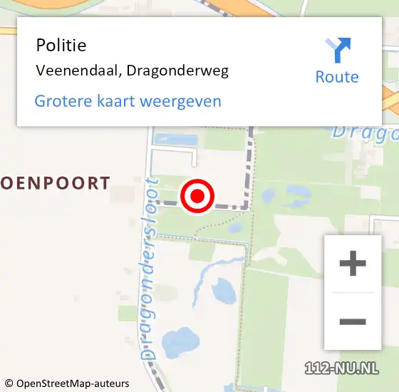 Locatie op kaart van de 112 melding: Politie Veenendaal, Dragonderweg op 16 juli 2021 21:38