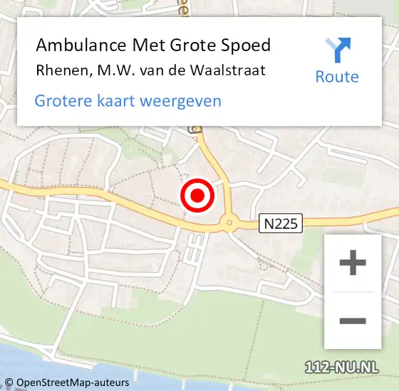 Locatie op kaart van de 112 melding: Ambulance Met Grote Spoed Naar Rhenen, M.W. van de Waalstraat op 16 juli 2021 22:11