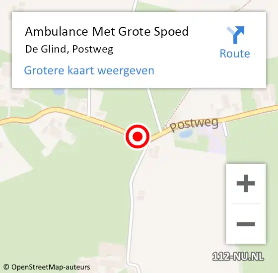 Locatie op kaart van de 112 melding: Ambulance Met Grote Spoed Naar De Glind, Postweg op 16 juli 2021 23:32