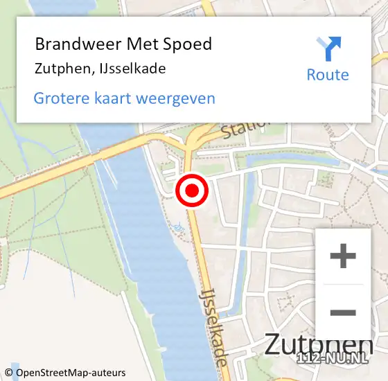 Locatie op kaart van de 112 melding: Brandweer Met Spoed Naar Zutphen, IJsselkade op 16 juli 2021 23:55