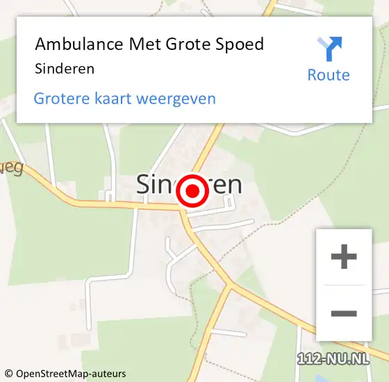 Locatie op kaart van de 112 melding: Ambulance Met Grote Spoed Naar Sinderen op 17 juli 2021 00:44