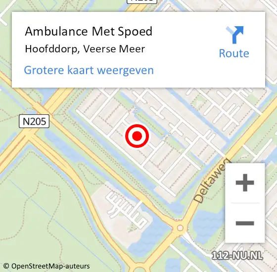 Locatie op kaart van de 112 melding: Ambulance Met Spoed Naar Hoofddorp, Veerse Meer op 17 juli 2021 02:20